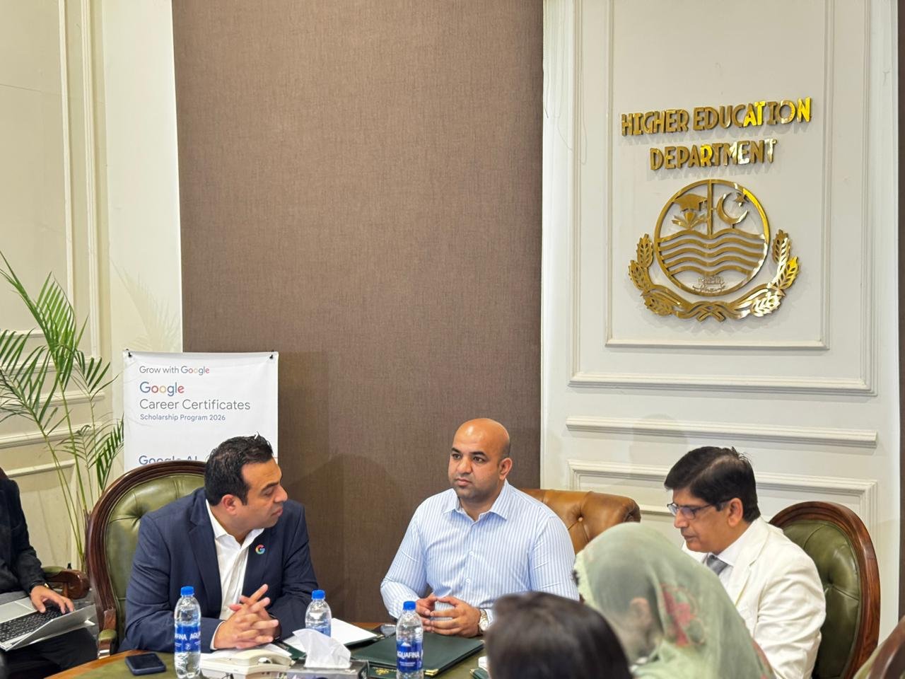 Officials and Tech Valley representatives at the Google Career Certificates MoU meeting at HED